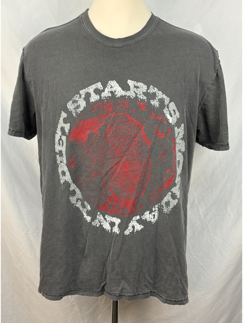 Diet Starts Monday Distressed Circular Graphic T-Shirt Charcoal Grey Men's XL